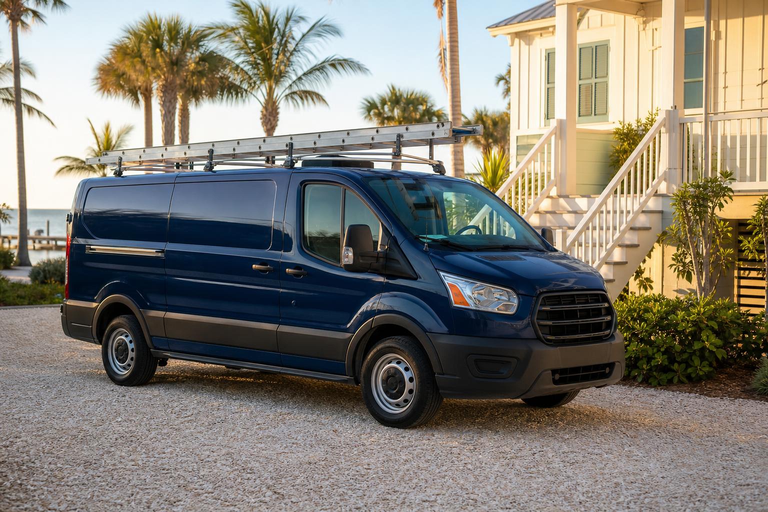 Walton County Garage Door Repair service van in a Santa Rosa Beach driveway
